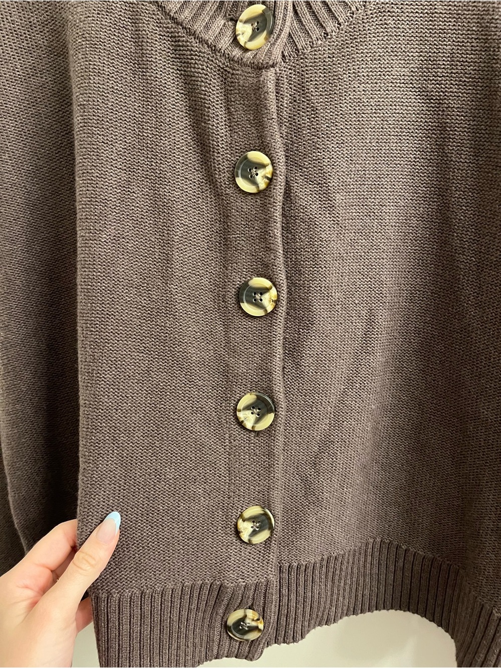 Quince 100% Organic Cotton Cropped Cardigan Heather Brown Size XL - Picture 6 of 12
